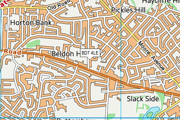 Beldon Lane Recreation Ground map (BD7 4LE) - OS VectorMap District (Ordnance Survey)