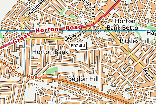 BD7 4LJ map - OS VectorMap District (Ordnance Survey)