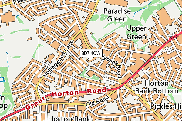 BD7 4QW map - OS VectorMap District (Ordnance Survey)