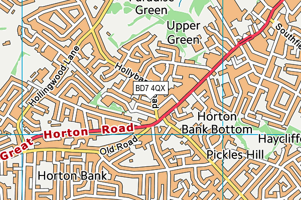 BD7 4QX map - OS VectorMap District (Ordnance Survey)