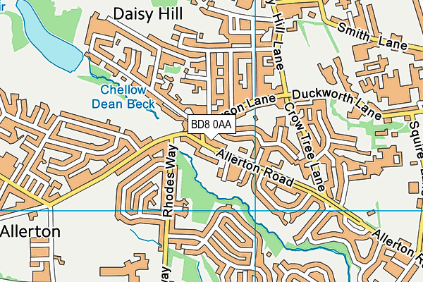 BD8 0AA map - OS VectorMap District (Ordnance Survey)