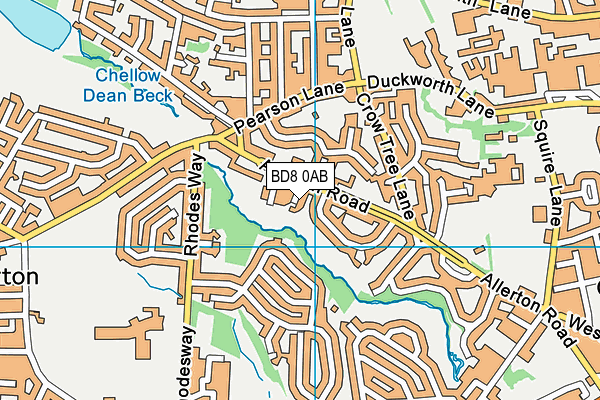 BD8 0AB map - OS VectorMap District (Ordnance Survey)
