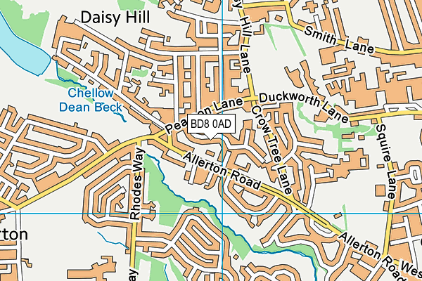 BD8 0AD map - OS VectorMap District (Ordnance Survey)