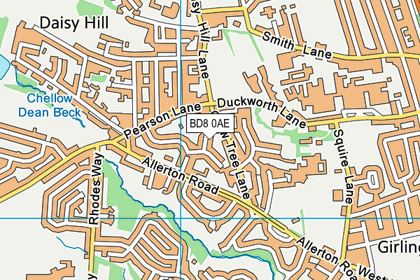 BD8 0AE map - OS VectorMap District (Ordnance Survey)