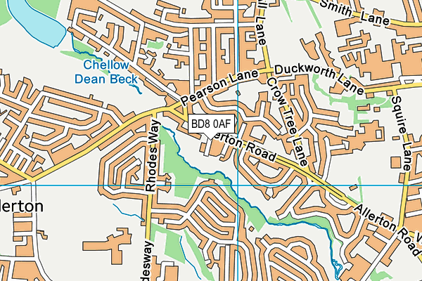 BD8 0AF map - OS VectorMap District (Ordnance Survey)