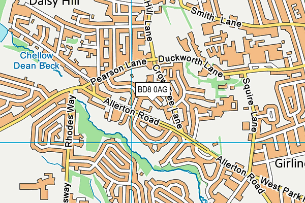 BD8 0AG map - OS VectorMap District (Ordnance Survey)