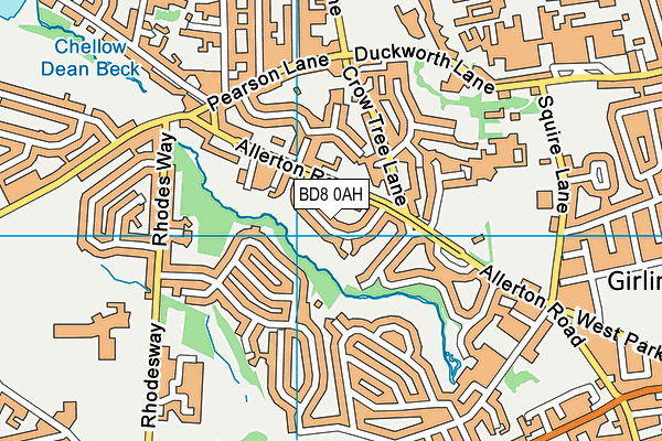 BD8 0AH map - OS VectorMap District (Ordnance Survey)