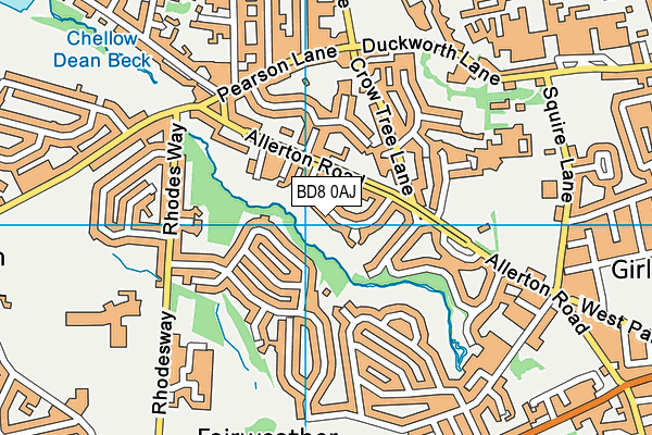 BD8 0AJ map - OS VectorMap District (Ordnance Survey)