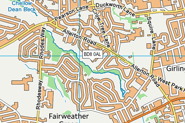 BD8 0AL map - OS VectorMap District (Ordnance Survey)
