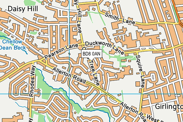BD8 0AN map - OS VectorMap District (Ordnance Survey)