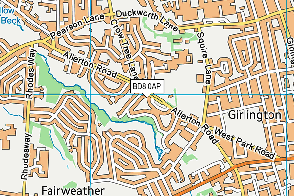 BD8 0AP map - OS VectorMap District (Ordnance Survey)