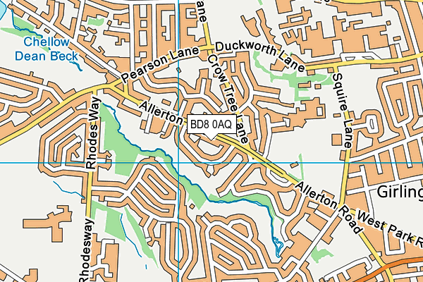 BD8 0AQ map - OS VectorMap District (Ordnance Survey)