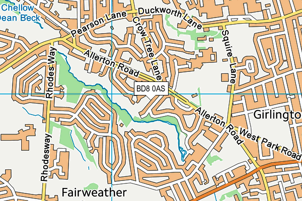 BD8 0AS map - OS VectorMap District (Ordnance Survey)