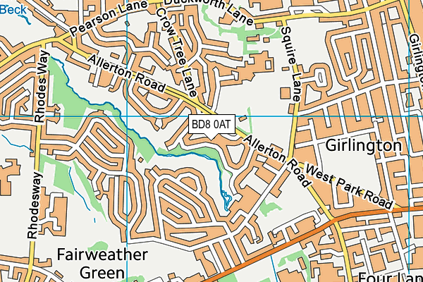 BD8 0AT map - OS VectorMap District (Ordnance Survey)