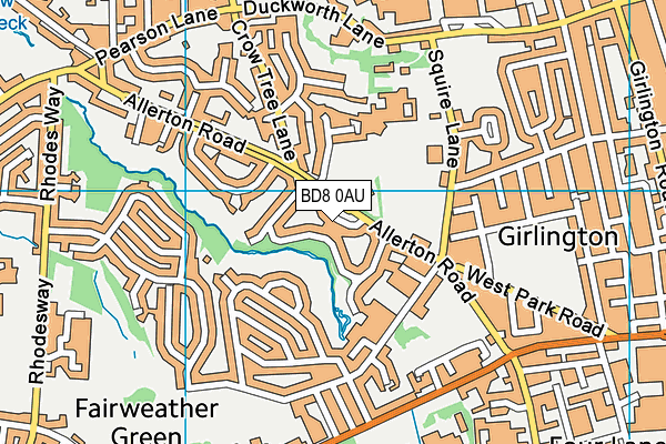 BD8 0AU map - OS VectorMap District (Ordnance Survey)