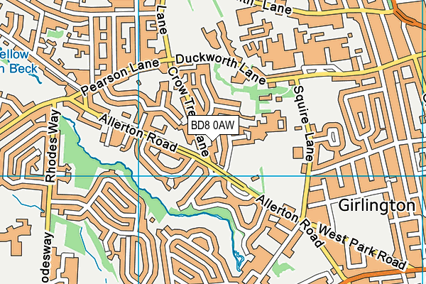 BD8 0AW map - OS VectorMap District (Ordnance Survey)
