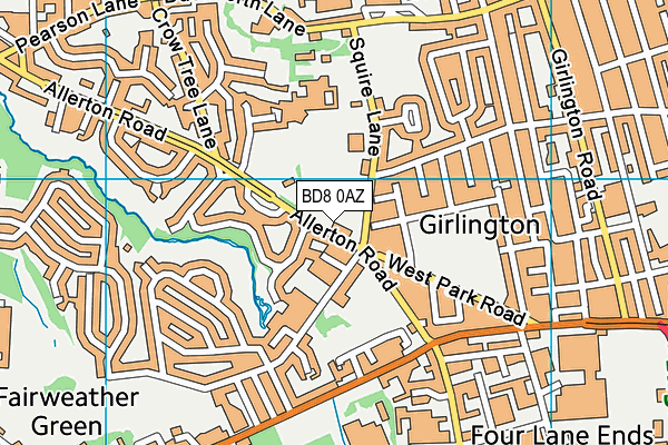 Great Horton Church Cricket Club map (BD8 0AZ) - OS VectorMap District (Ordnance Survey)
