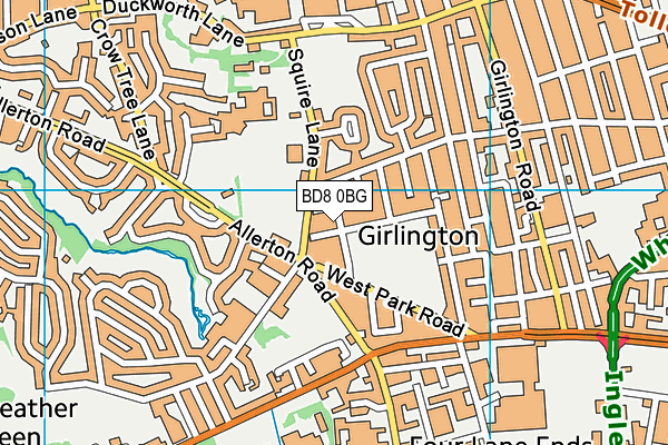 BD8 0BG map - OS VectorMap District (Ordnance Survey)