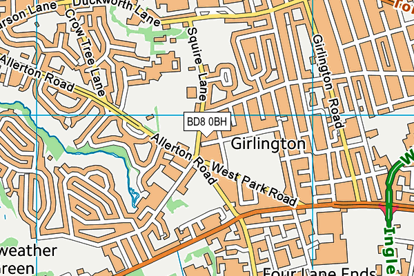 BD8 0BH map - OS VectorMap District (Ordnance Survey)