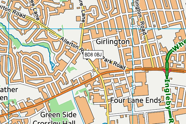 BD8 0BJ map - OS VectorMap District (Ordnance Survey)