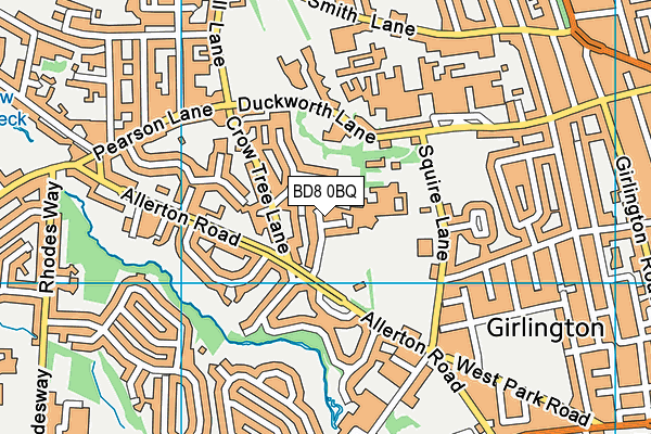BD8 0BQ map - OS VectorMap District (Ordnance Survey)