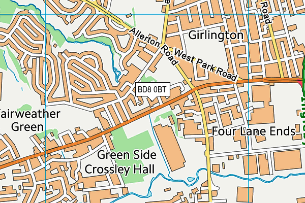 BD8 0BT map - OS VectorMap District (Ordnance Survey)