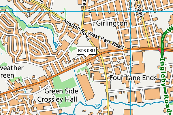 BD8 0BU map - OS VectorMap District (Ordnance Survey)