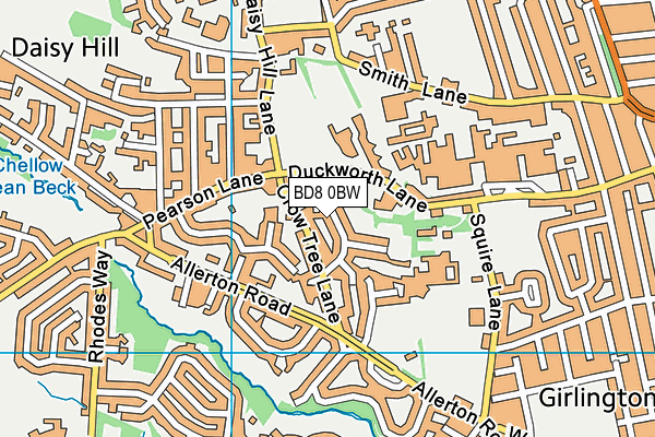 BD8 0BW map - OS VectorMap District (Ordnance Survey)