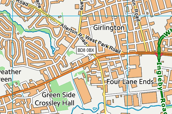 BD8 0BX map - OS VectorMap District (Ordnance Survey)