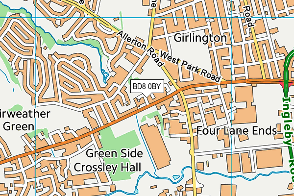 BD8 0BY map - OS VectorMap District (Ordnance Survey)