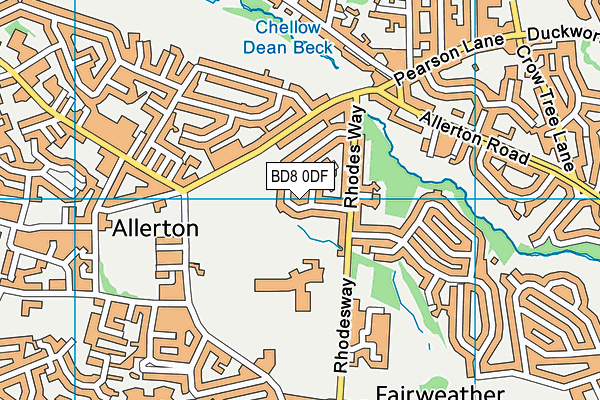 BD8 0DF map - OS VectorMap District (Ordnance Survey)