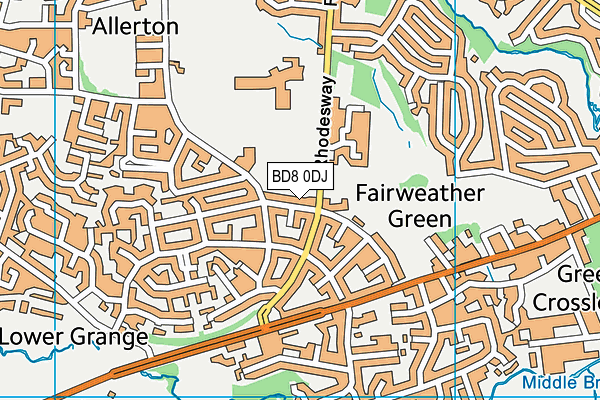 BD8 0DJ map - OS VectorMap District (Ordnance Survey)