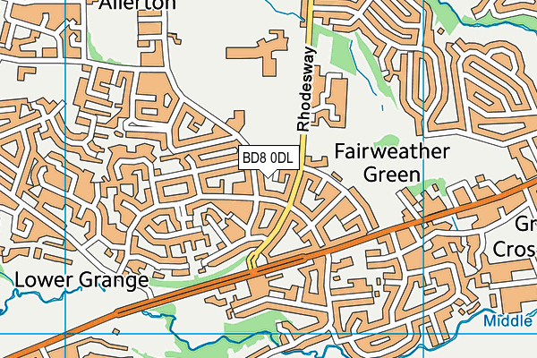 BD8 0DL map - OS VectorMap District (Ordnance Survey)