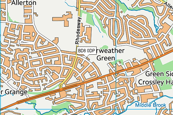 BD8 0DP map - OS VectorMap District (Ordnance Survey)