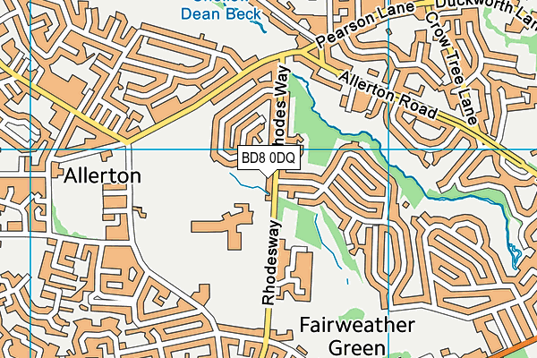 BD8 0DQ map - OS VectorMap District (Ordnance Survey)