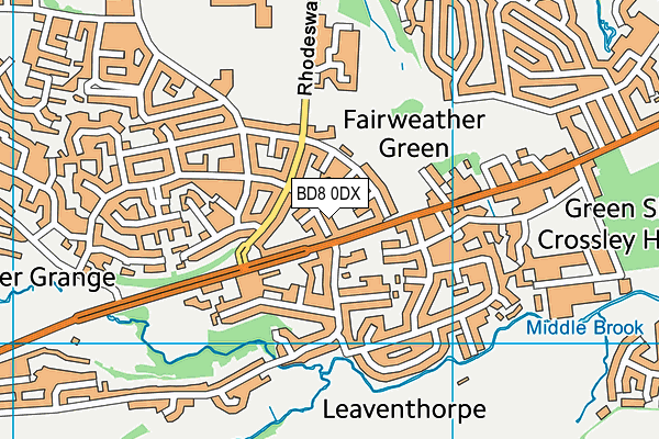 BD8 0DX map - OS VectorMap District (Ordnance Survey)