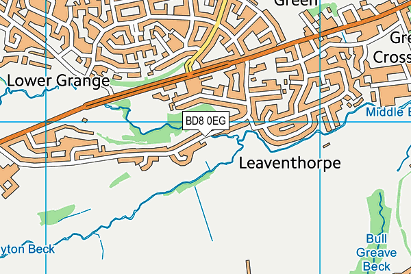 BD8 0EG map - OS VectorMap District (Ordnance Survey)