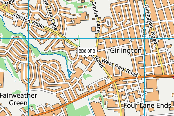 BD8 0FB map - OS VectorMap District (Ordnance Survey)