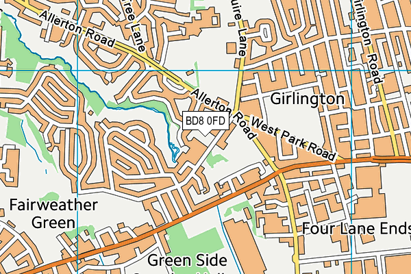 BD8 0FD map - OS VectorMap District (Ordnance Survey)