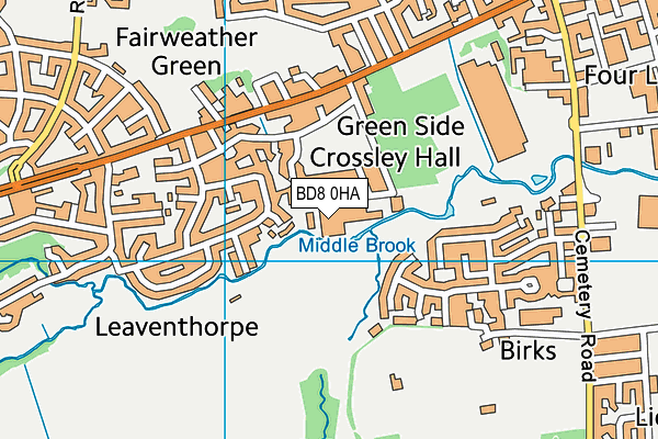 BD8 0HA map - OS VectorMap District (Ordnance Survey)