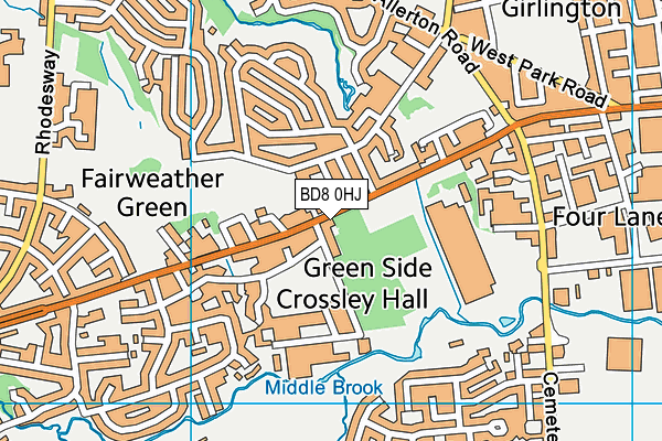 Crossley Hall Primary School map (BD8 0HJ) - OS VectorMap District (Ordnance Survey)