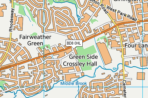 BD8 0HL map - OS VectorMap District (Ordnance Survey)