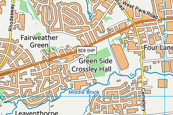 BD8 0HP map - OS VectorMap District (Ordnance Survey)