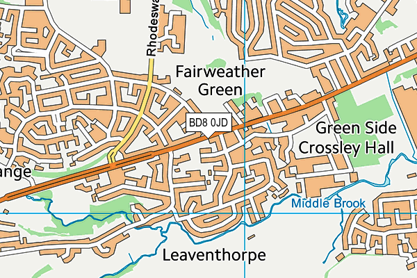 BD8 0JD map - OS VectorMap District (Ordnance Survey)