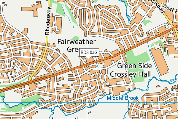 BD8 0JG map - OS VectorMap District (Ordnance Survey)