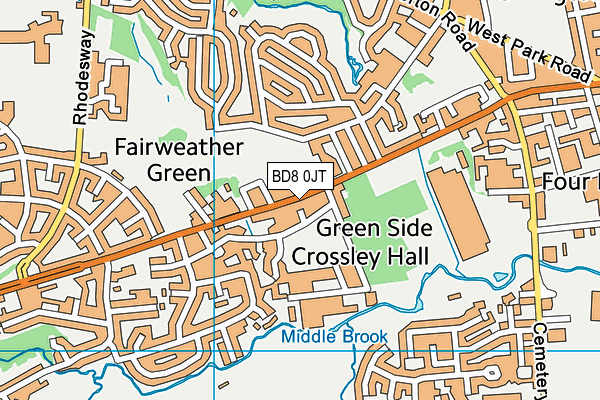 BD8 0JT map - OS VectorMap District (Ordnance Survey)