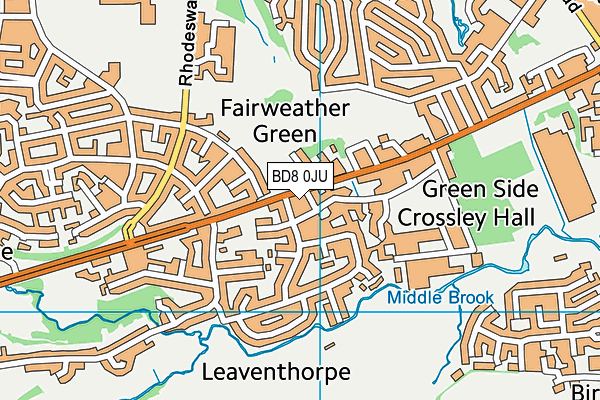 BD8 0JU map - OS VectorMap District (Ordnance Survey)