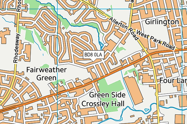 BD8 0LA map - OS VectorMap District (Ordnance Survey)