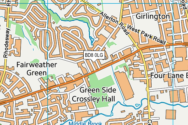 BD8 0LG map - OS VectorMap District (Ordnance Survey)