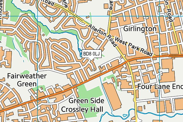 BD8 0LJ map - OS VectorMap District (Ordnance Survey)